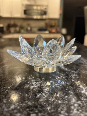 Shannon Cristal 5" Lirio de Agua de Loto Cristal Facetado Soporte Votivo Decoración Foto 1 de 4