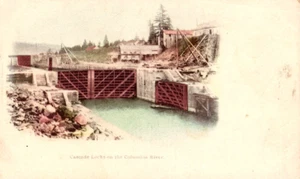 Antique PRIVATE MAILING CARD Postcard UNDIVIDED BACK Cascade Lock Columbia River - Picture 1 of 2