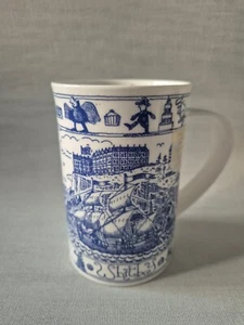 Dunoon China Mug ~ Elizabeth Botham of Whitby ~ Blue & White Whitby Castle etc. - Picture 1 of 6