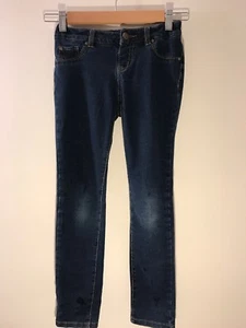 Total Girl Sz 8 Stretch Distressed Denim Adjustable Waist Jeggings Dark Wash - Picture 1 of 4