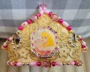 Disney Princess Sleeping Beauty Aurora Tiara Gold and Pink - Picture 1 of 9