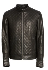 NEW LAMARQUE Diamond Quilted Leather Biker Jacket in Black Size XXL #C3478 - Picture 1 of 11