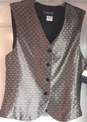 NWT size 8 LIZ CLAIBORNE Iridescent Gold Black Cocktail Formal Evening Vest - Image 1 of 4