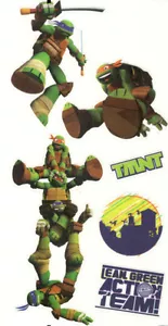 TEENAGE MUTANT NINJA TURTLES Wandaufkleber 6 Aufkleber LEONARDO MICHAELANGELO TMNT - Bild 1 von 1