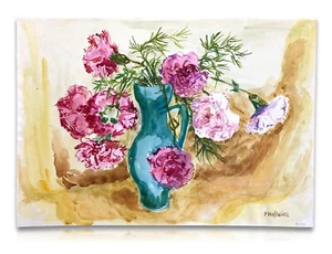Margret Hofheinz-Döring 1910-1994 - Aquarellfarben - 'Nelken' - Stillleben 1952 - Bild 1 von 12