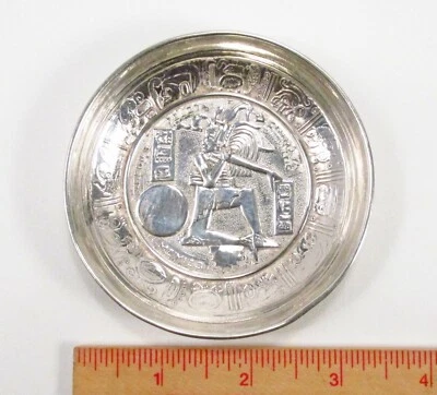Vintage Mexico Sterling Silver Chinkultic Disc Ulama Ball Game Small Dish Tray - Image 1 of 4