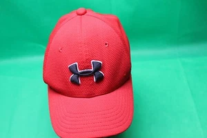 Under Armour Red Baseball Cap hat Black Logo Youth Classic Fit S/M Fitted - Picture 1 of 5