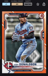 Topps MLB Bunt DIGITAL 21 Bowman Chrome Orange Base Super Rare Josh Donaldson - Picture 1 of 2