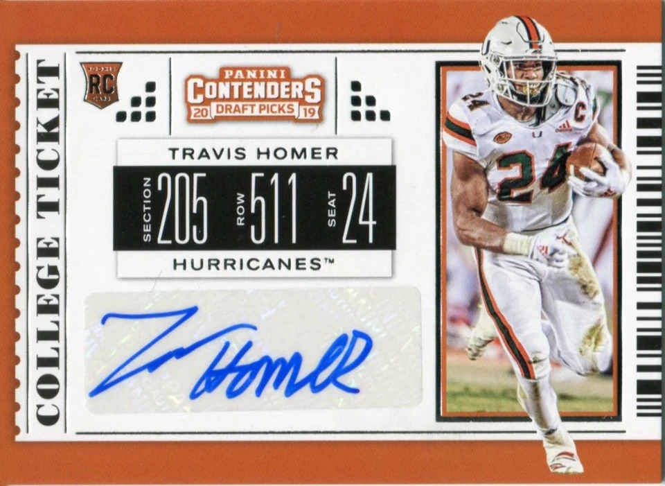 Travis Homer Autographed 2019 Contenders Draft Picks Rookie Card - Image 1 of 1