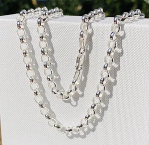 925 Solid Sterling Silver 4mm Round Belcher Chain Heavy Necklace New ALL SIZE - Picture 1 of 9