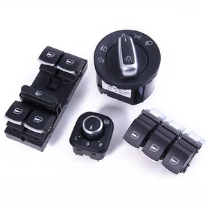 Chrome Headlight Mirror Window Switch Kit For VW Jetta Golf GTI MK5 6 Tiguan - Picture 1 of 4