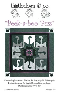 2004 Thistledown & Co. #377 Peek-A-Boo Puss Quilt Schnittmuster ungeschnitten - Bild 1 von 3