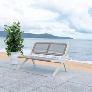 SAFAVIEH Outdoor Collection Kobina Outdoor Bench | Grey/Grey Rope | - Picture 1 of 1