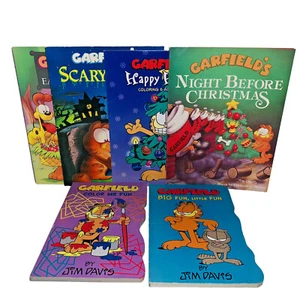Lot 6 Vintage Garfield Books 80s 90s 2000s 1st Print Night Before Christmas - Picture 1 of 2