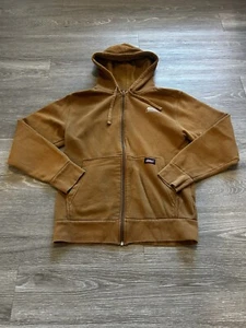 Dickies Hoodie Sweatshirt Adult S Brown Zip Logo Casual Y2K Thermal Hood Mens - Picture 1 of 8