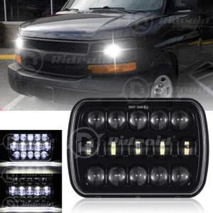 5X7" 7X6" LED Headlights Square Black For Chevy Express Cargo Van 1500 2500 3500 - Picture 1 of 17