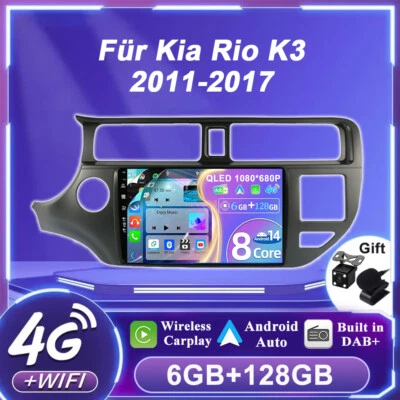 4G Für Kia Rio K3 2011-2017 Android 14 Autoradio DAB+DSP GPS Navi QLED 6GB+128GB - Bild 1 von 4