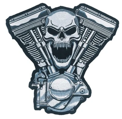 NEW LETHAL THREAT SCREAMING SKULL V-TWIN EMBROIDERED PATCH 5.25"x5.5" LT30075 - Imagem 1 de 2