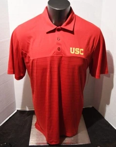 USC Trojans Men's Cardinal RED Striped Polo Shirt Men's Large NEW WITH TAG - Picture 1 of 6