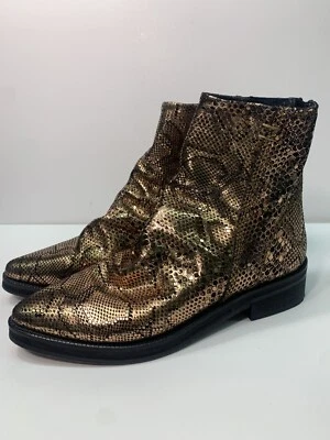 Botines holgados Free People para mujer Amarone metálicos con estampado de serpiente talla 38/8 Foto 1 de 4