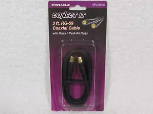 Cable coaxial de conexión rápida push-on de 3 ft negro enchapado en oro envío rápido gratuito - Imagen 1 de 4