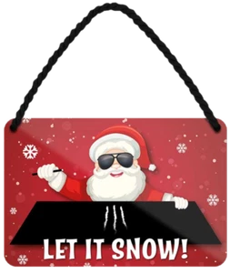 ''let ist snow (Babbo Natale)'' targa in lamiera 18 x 12 cm - Foto 1 di 4