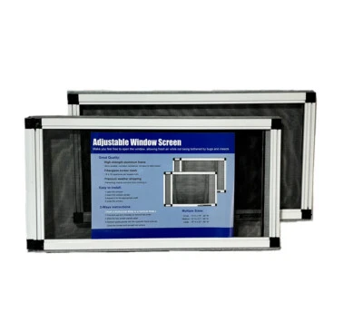 Paquete de 2 pantallas de fibra de vidrio expandibles con marco de aluminio pantalla de ventana de 10" x 19 - 36" Foto 1 de 4