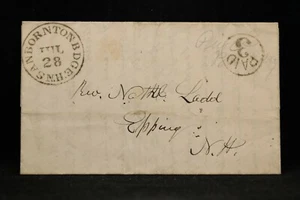 NH: Sanbornton Bridge 1850s Stampless Cover, Circled PAID 3, DPO Belknap Co - Picture 1 of 3
