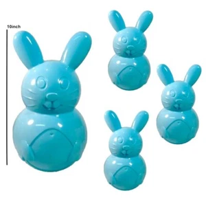 Juego de 4 contenedores de plástico rellenables de conejito huevo de Pascua azul caramelo decoración baby shower - Imagen 1 de 6