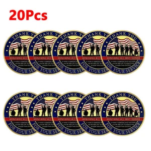 20Pcs Thank You for Your Service Military Appreciation Challenge Gold Coin Gifts - Picture 1 of 6