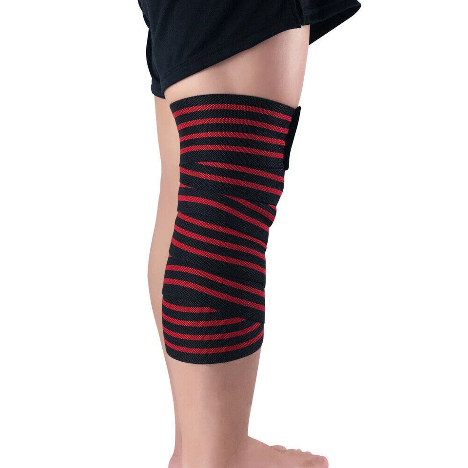 Men Striped Stretch Bandage Sports Fitness Elastic Support Gym Running Knee Pad - Image 1 of 4