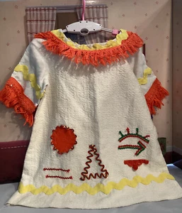 Vintage Unique Handmade Girls Barkcloth Dress Holiday Costume Play - Picture 1 of 5