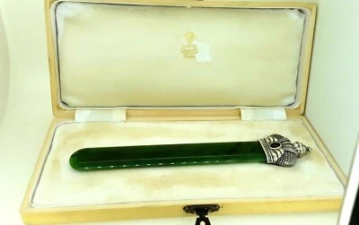  Antiguo abrecartas ruso de plata y nefrita. Foto 1 de 4