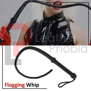 Real Cow Leather Flogger Whip, BDSM Spanking Flogging Crop Handmade Sex Whip - Picture 1 of 4