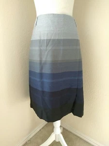 Roz & Ali Women's Plus Size 16 Blue Straight Skirt Grey Gray Career Black Stripe - Picture 1 of 7