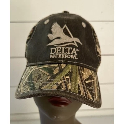 Delta Waterfowl Cap Shadow Grass Camo Embroidered Duck Hunting Hat Adjustable - Image 1 of 4