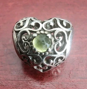 PANDORA ALE 925 STERLING SILVER ZIRCONIA AUGUST OPENWORK HEART CHARM - Picture 1 of 7