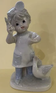 Vintage VETERINARIAN DOCTOR Girl Goose Figurine TAIWAN Glazed Porcelain 5.5"H - Picture 1 of 5