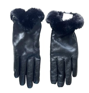 NUOVI GUANTI DA GUIDA UGG AUSTRALIA IN PELLE NERA POLSINI IN PELLICCIA SINTETICA DONNA TAGLIA LARGE - Foto 1 di 3