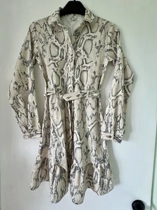 Girls River Island 11 Years Beige Snakeskin Pattern Button Up Dress - Picture 1 of 5