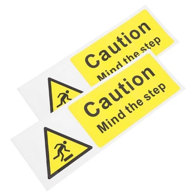 2 Pcs Floor Warning Sign Self Adhesive Sticker For Stair Safety Decoration - Image 1 of 4
