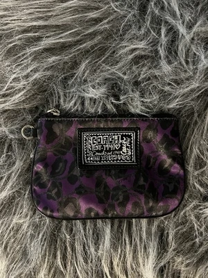 Coach Poppy Wristlet - Purple and Blk Floral Nylon and Patent Missing wriststrap - Image 1 of 4