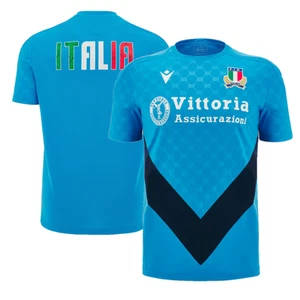 Italy Rugby Men's Training Top Macron 24/25 Light Blue Top - New - Picture 1 of 3
