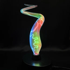 Lumisource 12 Inch Blue Glass Swirl  Multicolored Phosphor Touch Sensitive Lamp - Picture 1 of 14