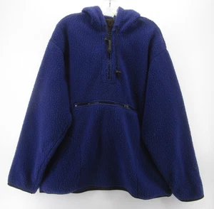 VINTAGE J Crew Jacket Men Medium Blue Oarsman Sport Deep Pile Fleece 1/4 Zip * - Picture 1 of 12