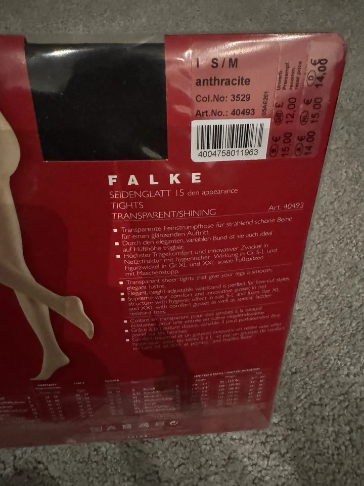 Falke Seidenglatt 15den I S-M Feinstrumpfhose grau Glanzstrumpfhose - Bild 1 von 1
