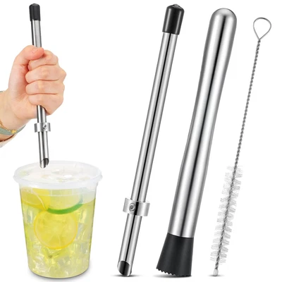 2 Pcs Straw Puncher and Muddler for Lemonade Plastic Lids Cups, Straw Hole Punch - Image 1 of 4