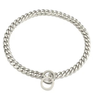 Silver Dog Chain Collar Cuban Link Chain Dog Collar for S/M/L Dogs - Picture 1 of 7
