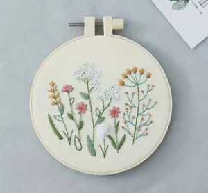 Embroidery Cross Stitch Kit Set Beginners Ditsy Boho Flowers Sewing DIY Craft - Picture 1 of 9