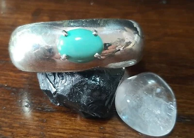 Antico bracciale  - argento - Turchese Cabochon - Immagine 1 di 4